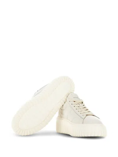 Hogan Logo-embroidered Low-top Sneakers In Neutral