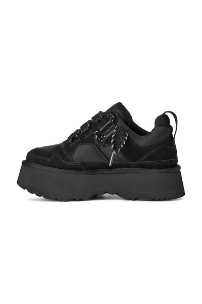 Ugg Chunky Platform Sneakers With Suede And Recycled Materials In Black