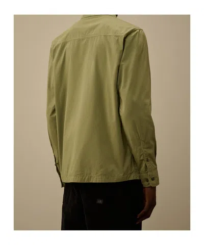 C.p. Company Brown Minimalist Casual Jacket With Unique Lens Detail In Green