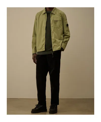 C.p. Company Brown Minimalist Casual Jacket With Unique Lens Detail In Green