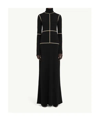 Mm6 Maison Margiela Contrast Seam Long Sleeve Turtleneck Dress In Black