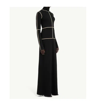 Mm6 Maison Margiela Contrast Seam Long Sleeve Turtleneck Dress In Black