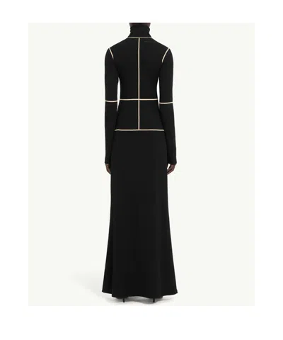 Mm6 Maison Margiela Contrast Seam Long Sleeve Turtleneck Dress In Black