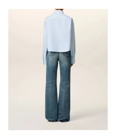 Ami Alexandre Mattiussi Blue Cotton Ami De Coeur Cropped Oversized Shirt Blue