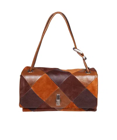 Marc Jacobs The Large Dual Leather Shoulder Bag With Diamond Pattern In Brown