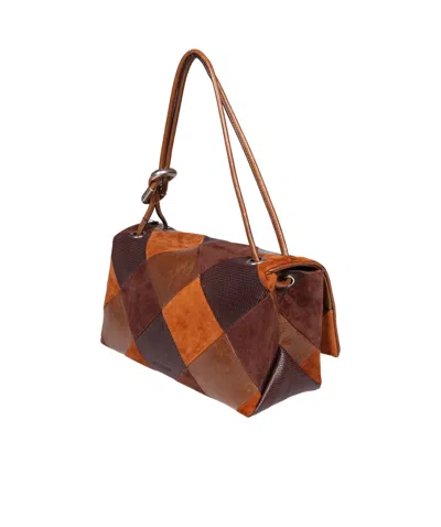 Marc Jacobs The Large Dual Leather Shoulder Bag With Diamond Pattern In Brown