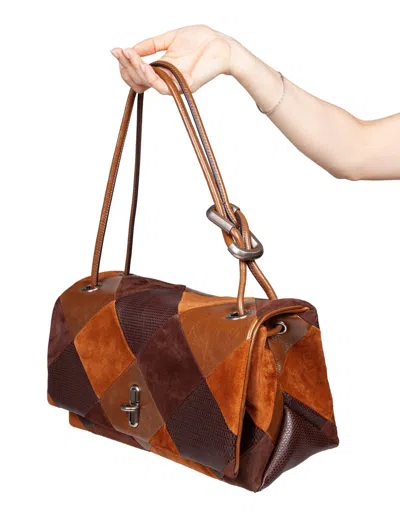 Marc Jacobs The Large Dual Leather Shoulder Bag With Diamond Pattern In Brown