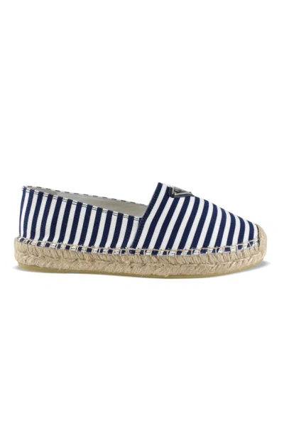 Prada Stripe Cotton Espadrille Loafers In Multi