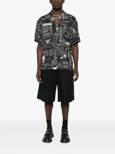 Palm Angels Newspaper Motif Short-sleeved Shirt In Multi