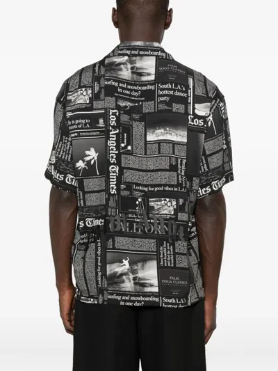 Palm Angels Newspaper Motif Short-sleeved Shirt In Multi