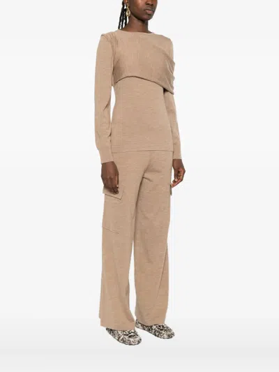 P.a.r.o.s.h Draped-shoulder Sweater In Neutral