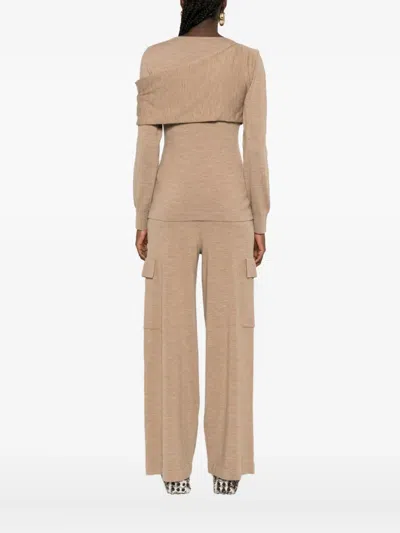 P.a.r.o.s.h Draped-shoulder Sweater In Neutral