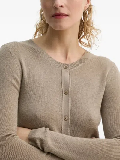 Marc O'polo Button-front Ribbed Cardigan In Neutral