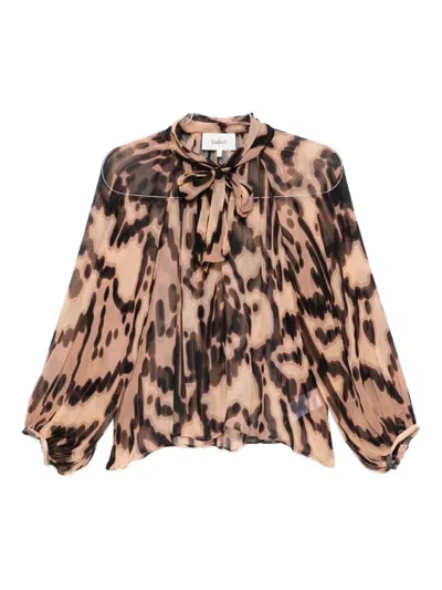 Ba&sh Alof Neck-tie Graphic-print Blouse In Animal Print
