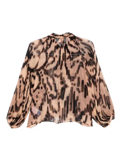 Ba&sh Alof Neck-tie Graphic-print Blouse In Animal Print