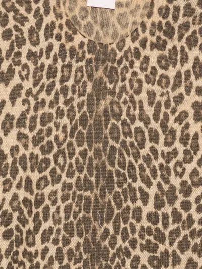 Liu •jo Liu Jo Animal-print Crew-neck Cardigan In Brown