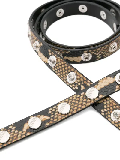 Attico Python Print Leather Belt In Black