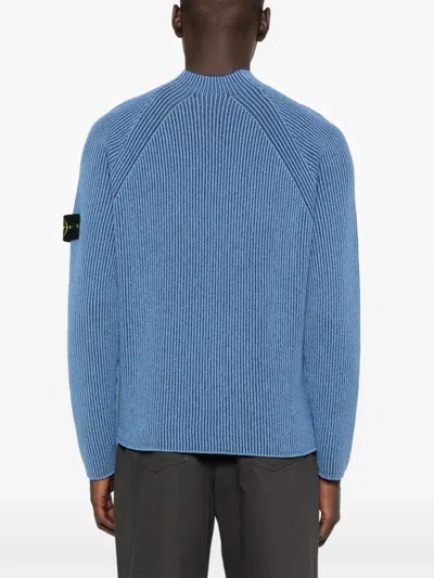 Stone Island Ribbed Crew-neck Sweater In Blue