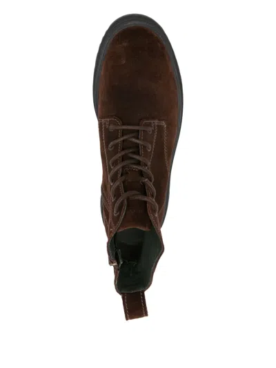 系带绒面皮机车靴