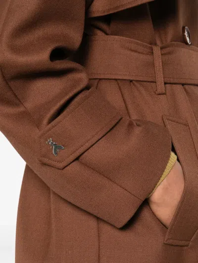 Patrizia Pepe Brown Wool Trench Coat In Brown