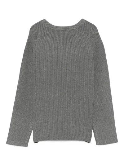 Liu •jo Ribbed Knit Sweater With Button Detailing In Gray