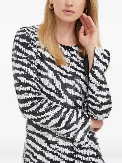 Notes Du Nord Zebra-print Sequin-embellished Midi Dress In Black