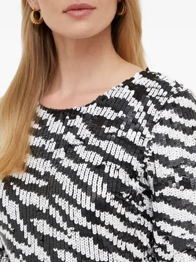 Notes Du Nord Zebra-print Sequin-embellished Midi Dress In Black