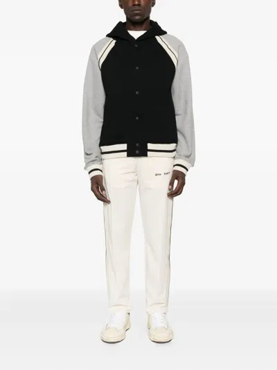 Palm Angels Curved Logo Varsity Jacket In Gray