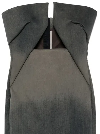 Rick Owens Abito Prong Strapless Gradient Denim Gown In Gray