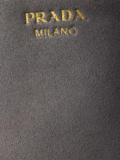 Prada Suede Platform Sandals In Gray