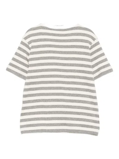 Eleventy Striped Cotton Top In Neutral