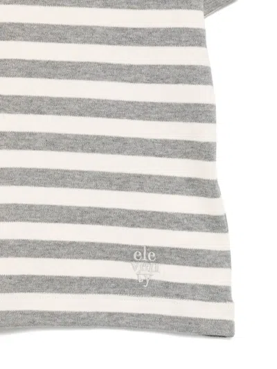 Eleventy Striped Cotton Top In Neutral