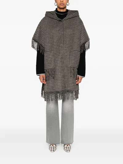 P.a.r.o.s.h Parosh Mantle With Fringes In Gray