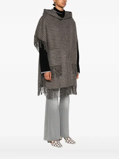 P.a.r.o.s.h Parosh Mantle With Fringes In Gray