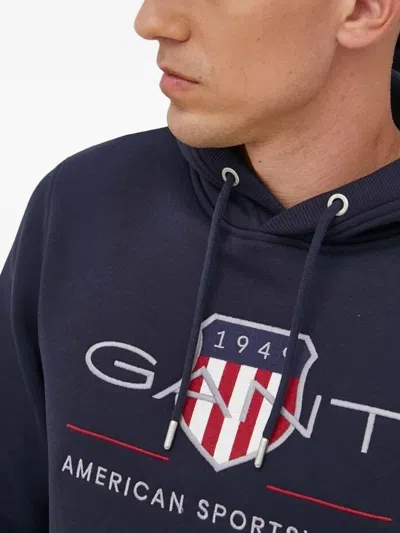 Gant Mens Regular Fit Archive Shield Pullover Hoodie In Blue