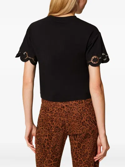 Twinset Scalloped-lace Cotton T-shirt In Blue