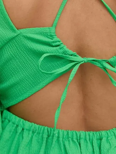 Notes Du Nord Puff-sleeve Tie-back Top In Green