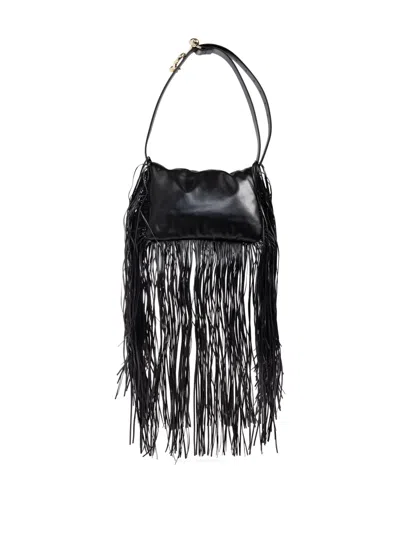 Sportmax Mini Soffy Bag In Nappa With Fringes In Black