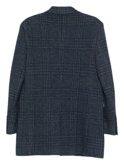Etro Checked Three-button Jacket In Blue