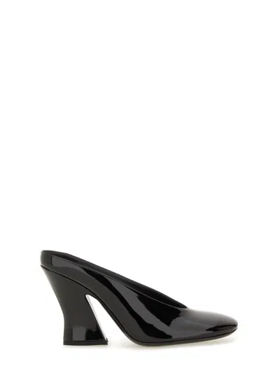 Givenchy Glossy Finish Curved Heel Pointed Toe Mules In Black