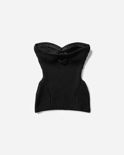 Jean Paul Gaultier Fitted Wool-blend Ribbed Knit Top In Black