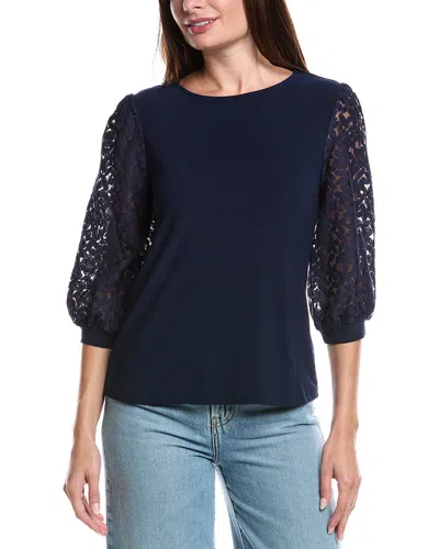 Cece Mixed Media Top In Black