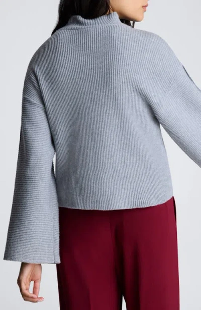 Kenneth Cole Rib Mock Neck Pullover In Gray