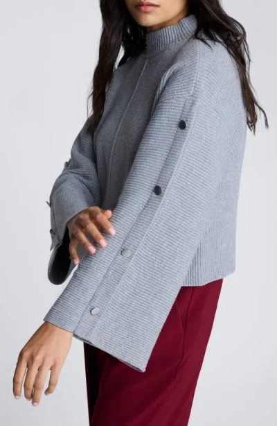 Kenneth Cole Rib Mock Neck Pullover In Gray