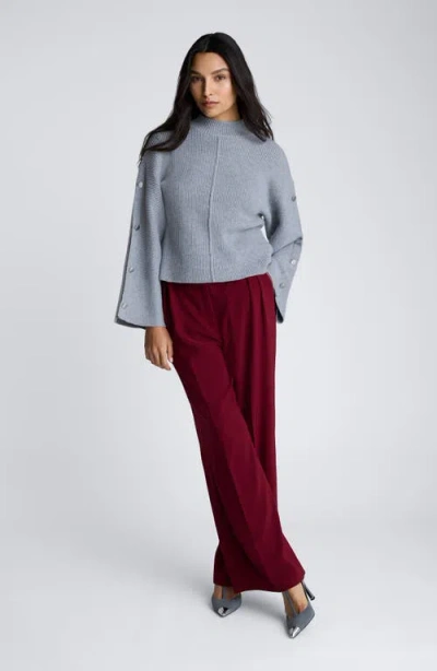 Kenneth Cole Rib Mock Neck Pullover In Gray