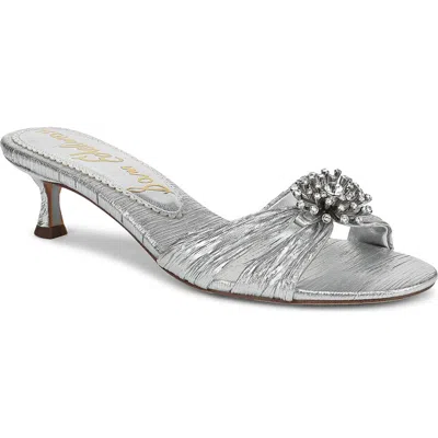 Sam Edelman Cindie Kitten Heel Mule Soft Silver Satin In Silver