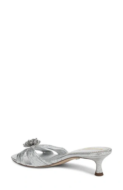 Sam Edelman Cindie Kitten Heel Mule Soft Silver Satin In Silver