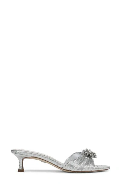 Sam Edelman Cindie Kitten Heel Mule Soft Silver Satin In Silver
