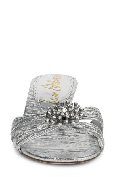 Sam Edelman Cindie Kitten Heel Mule Soft Silver Satin In Silver