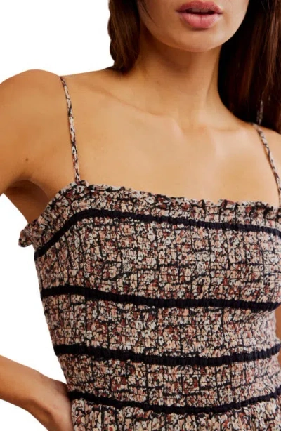 Free People Bali Checked Out Printed Romper In Black Combo